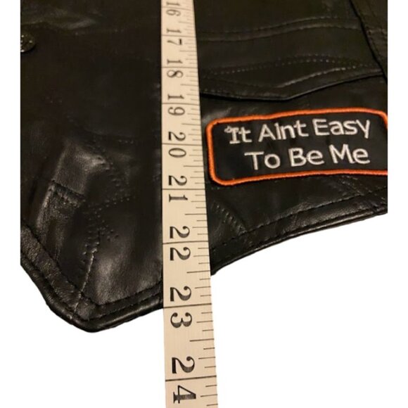 Diamond Plate Women's Leather Biker Vest Moto Classic Black Rare Patches Size M - Picture 16 of 16